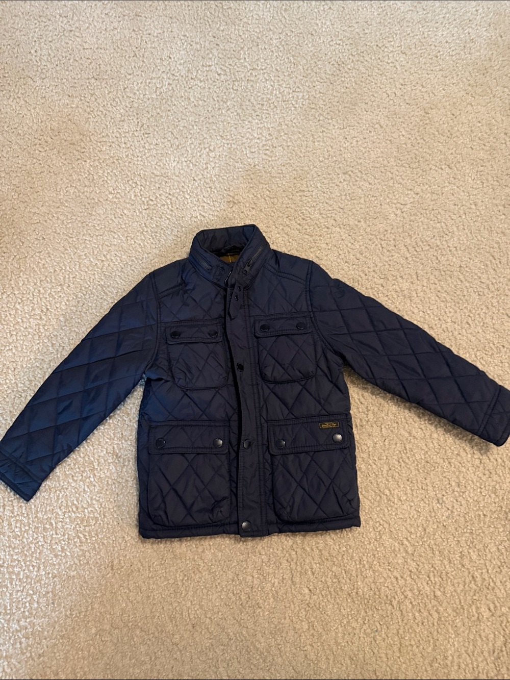 Zara Boys' Quilted Navy Jacket - Classic Lightweight Coat